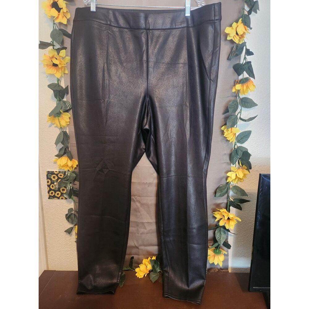 NWT Lane Bryant Faux Leather Ponte Pull-On Leggings Black High Rise Size 22/24